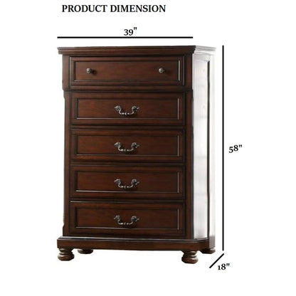 1 Piece Chest Bun Feet Pull Handles Round Knobs Bedroom Furniture - Cherry