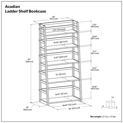 Acadian - Ladder Shelf Bookcase - Brunette Brown