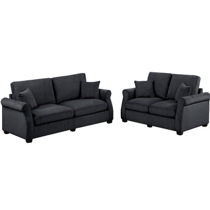Contemporary 2 Piece Sofa Set With Matching Pillows