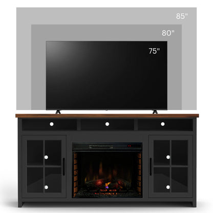 Essex - Fireplace TV Stand Console For TVs Up To 85" - Black / Whiskey