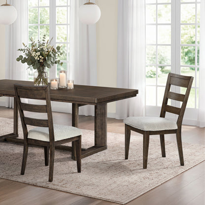 Upholstered Dining Chair With Ladder Back Design (Set of 2) - Dark Oak