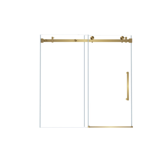 Frameless Single Sliding Shower Door With Handle And Square Tube Track