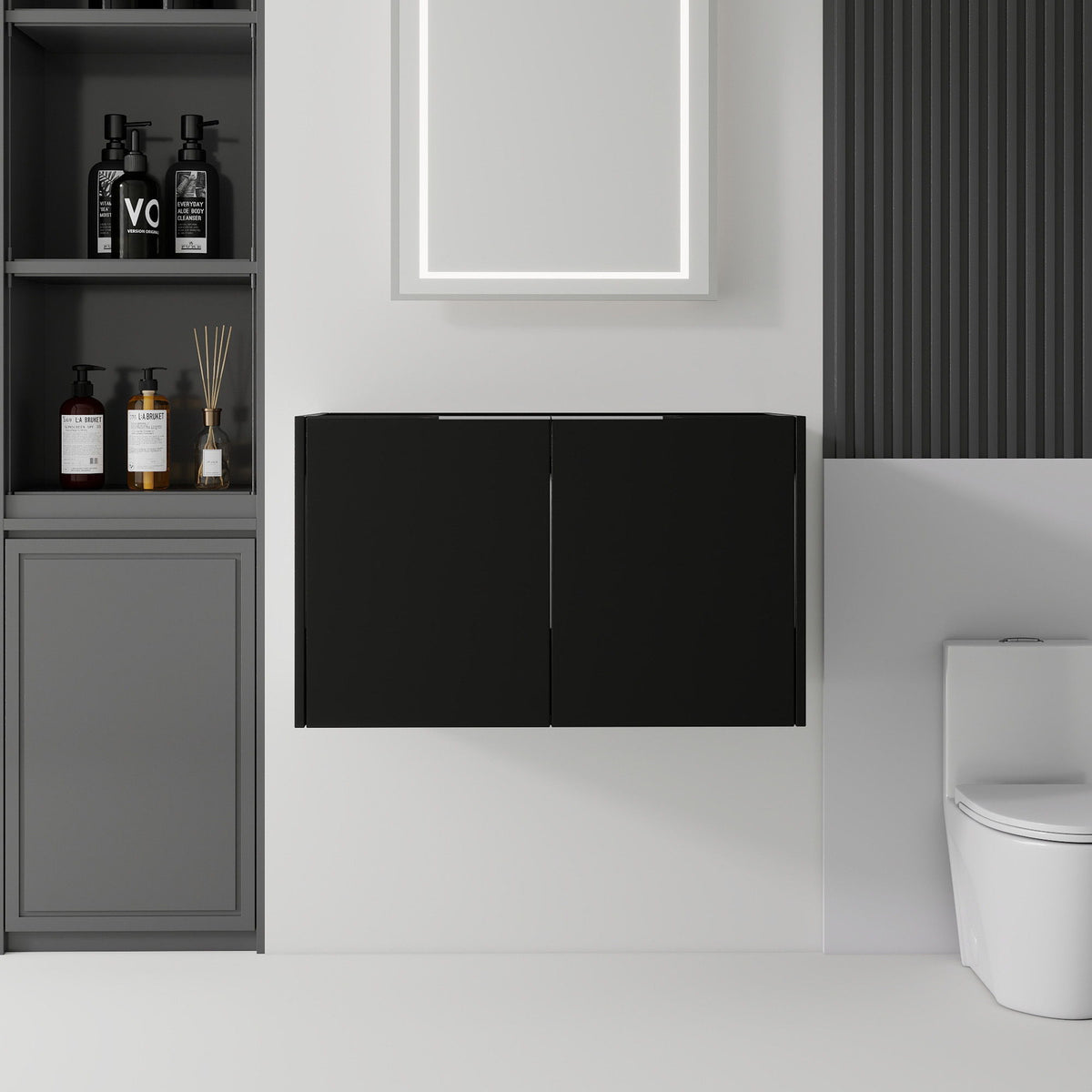 Floating Bathroom Vanity Cabinet With Soft Close Double Doors, Spacious Interior Storage, Wall Mounted, Cabinet Only
