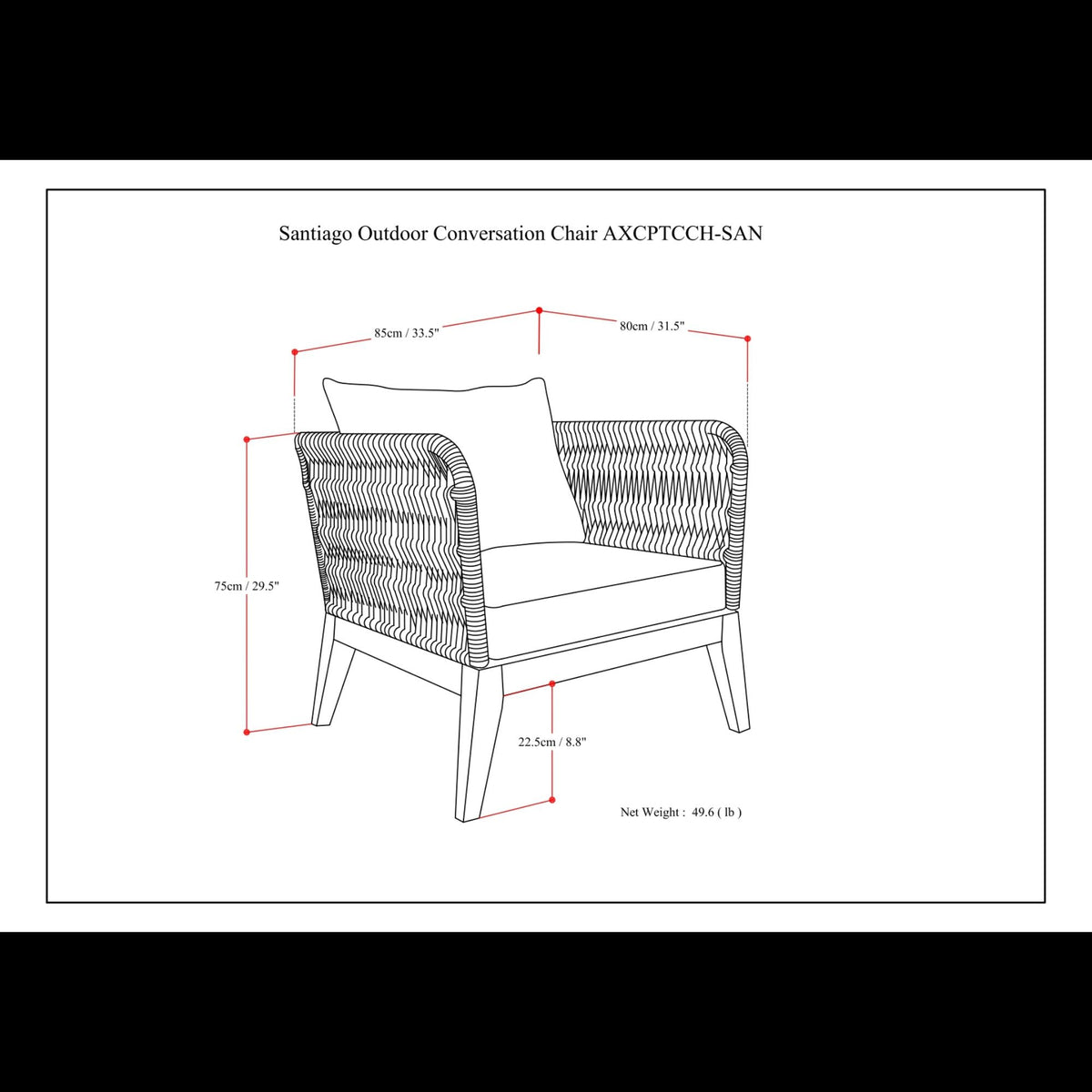 Santiago - Outdoor Conversation Chair - Dark Gray