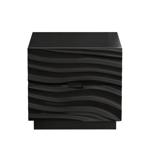 Nightstands, Bedside Table With 2 Drawers (Set of 2) - Black