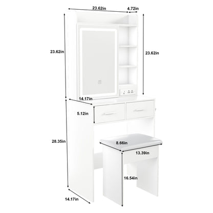 Small Makeup Vanity Desk With Adjustable LED Lights