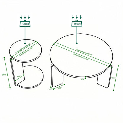 Coffee Table Set With Center Table & Side Table
