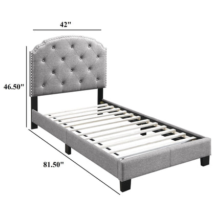 Button Tufted Bed With Nailhead Trim