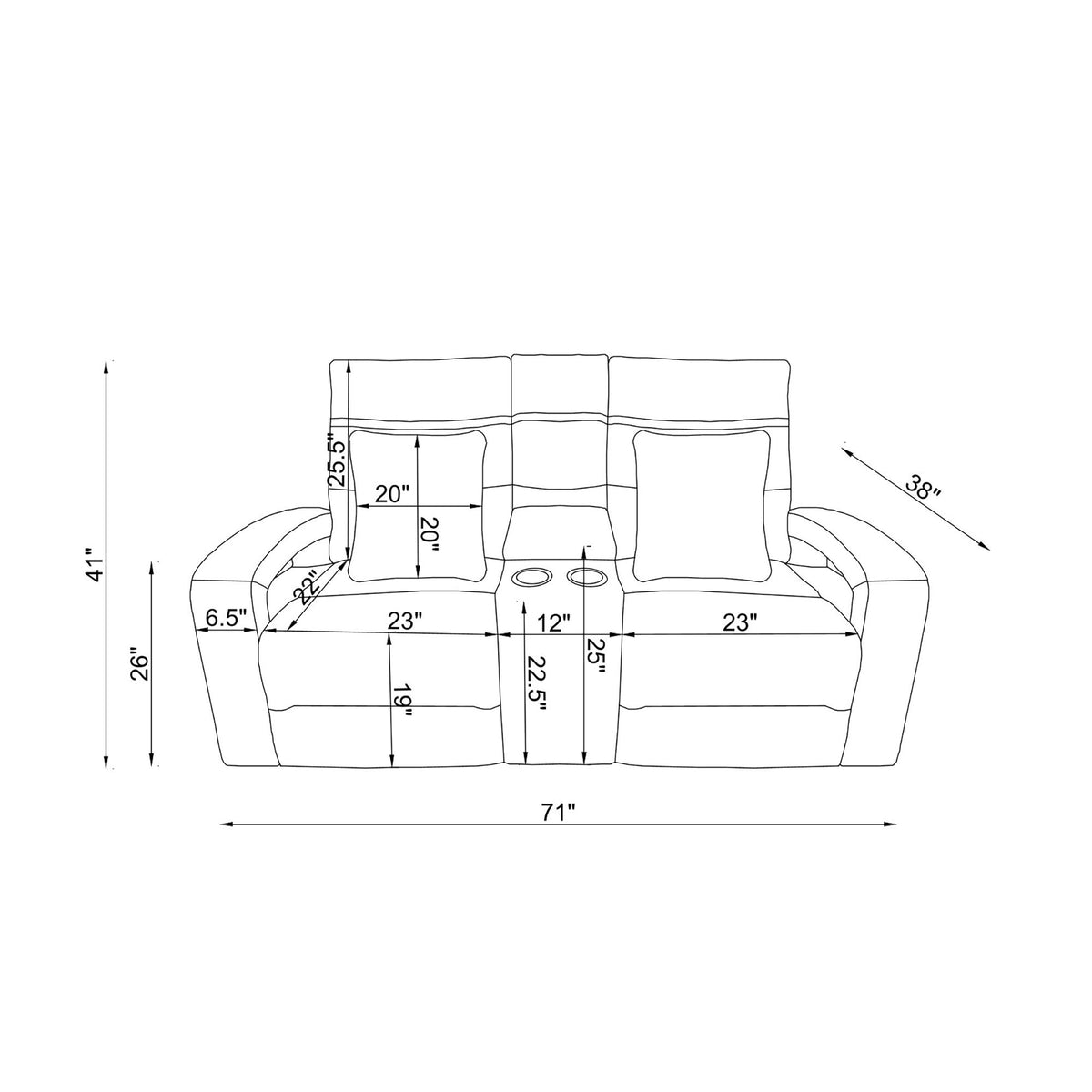 Isolde - Power Reclining Loveseat With LED Lighting - Gray