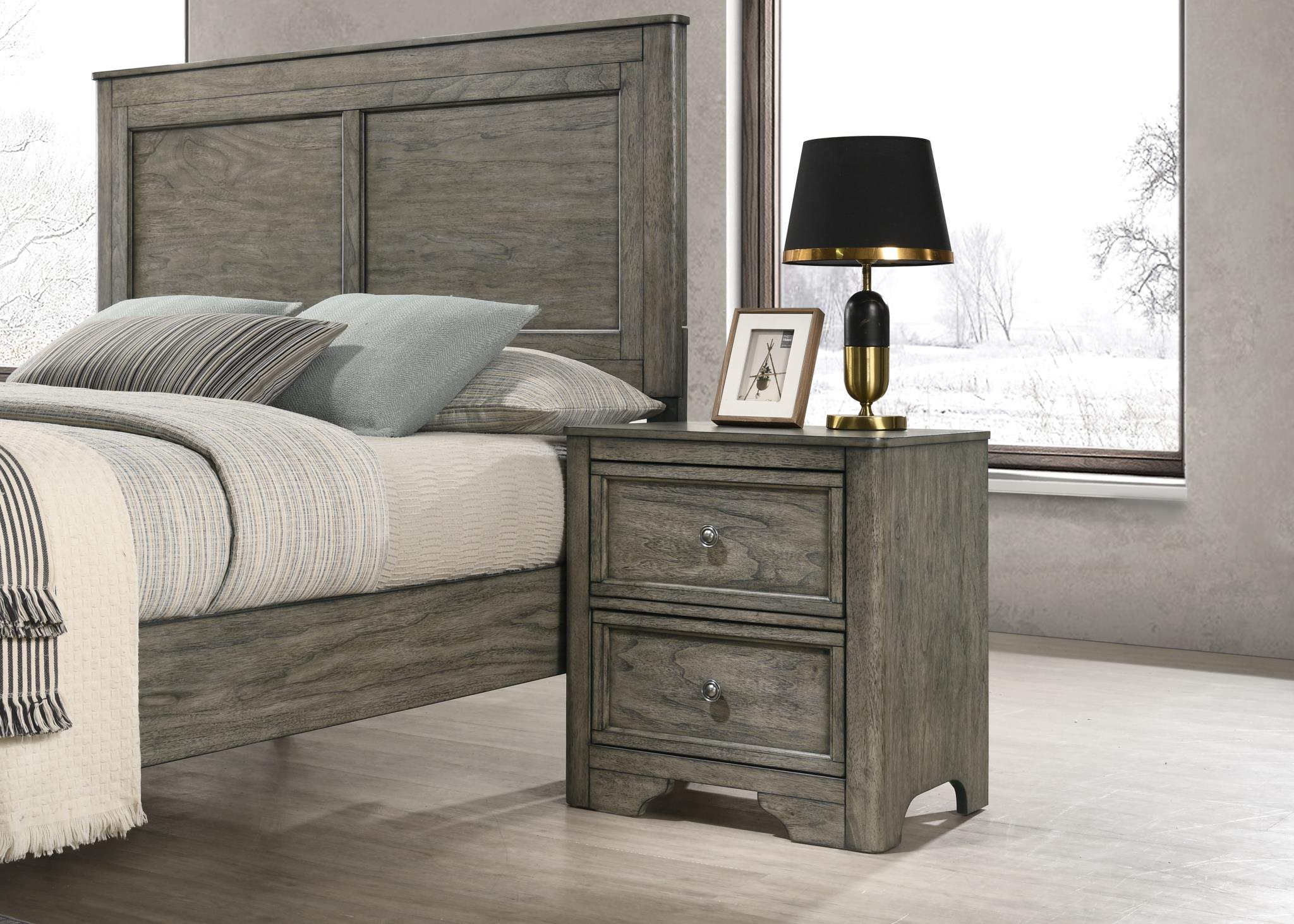 Antique Gray 2-Drawer Nightstand - B316-N
