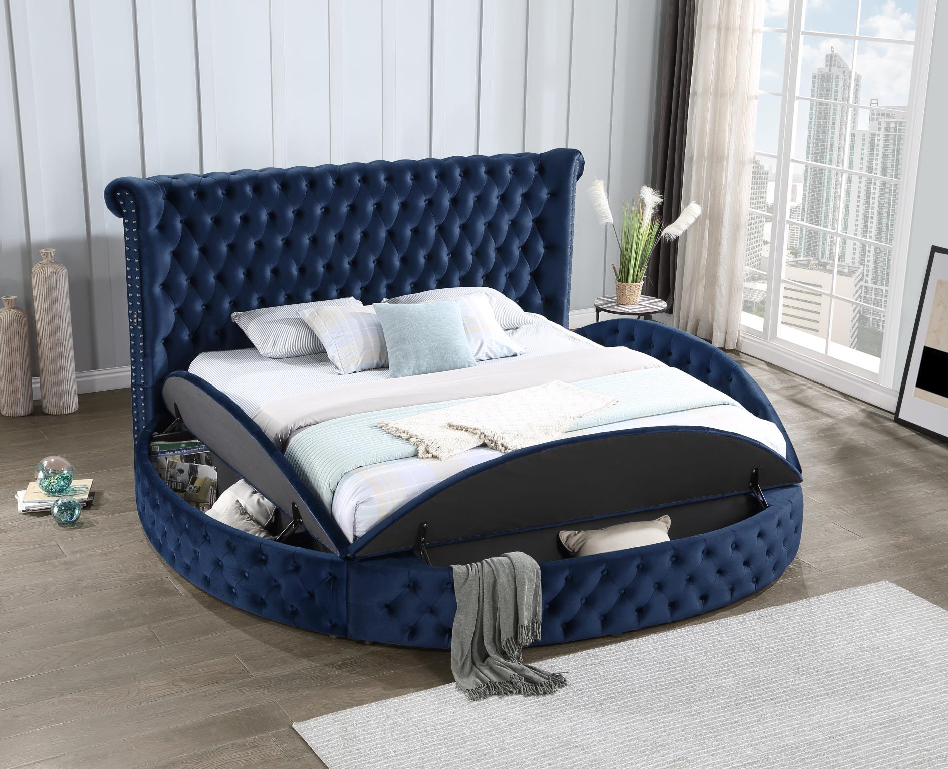 Blue Velvet Queen Smart Bed - B547-Q