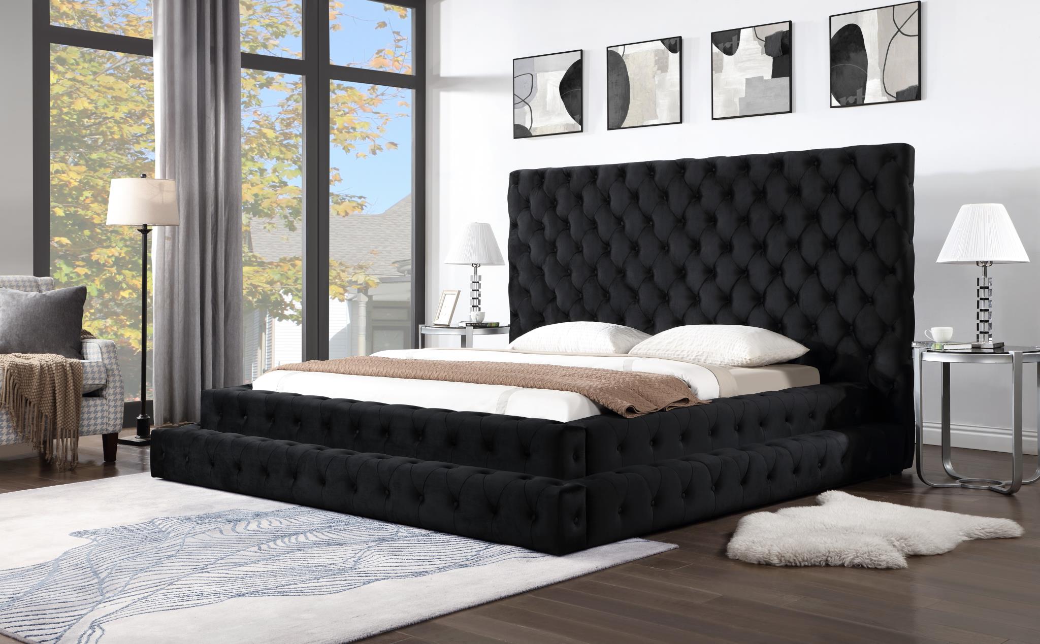 Black Velvet King Bed - B553-K