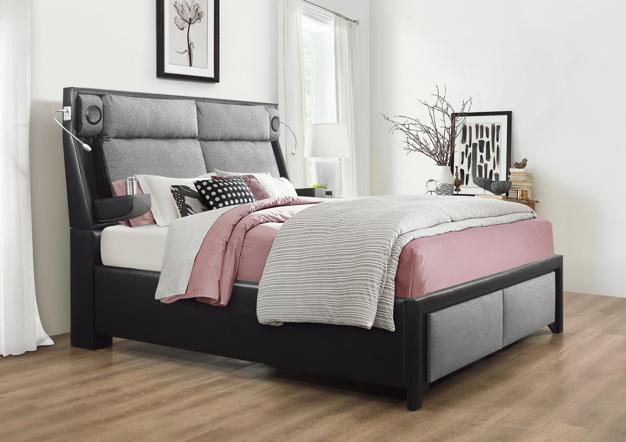 Black Bluetooth Queen Bed - B561-Q