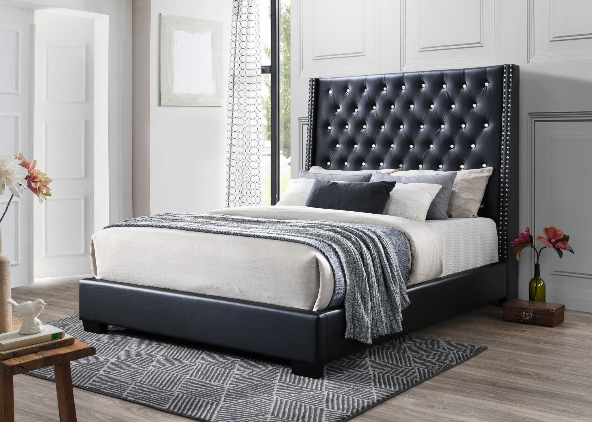 Black Leather King Bed - B577-K