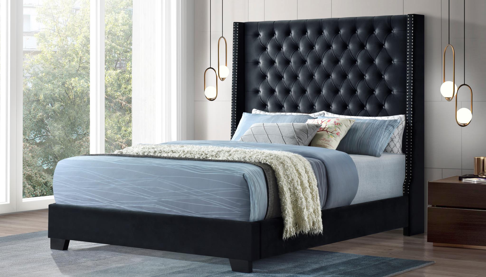 Black Velvet Queen Bed - B579-Q