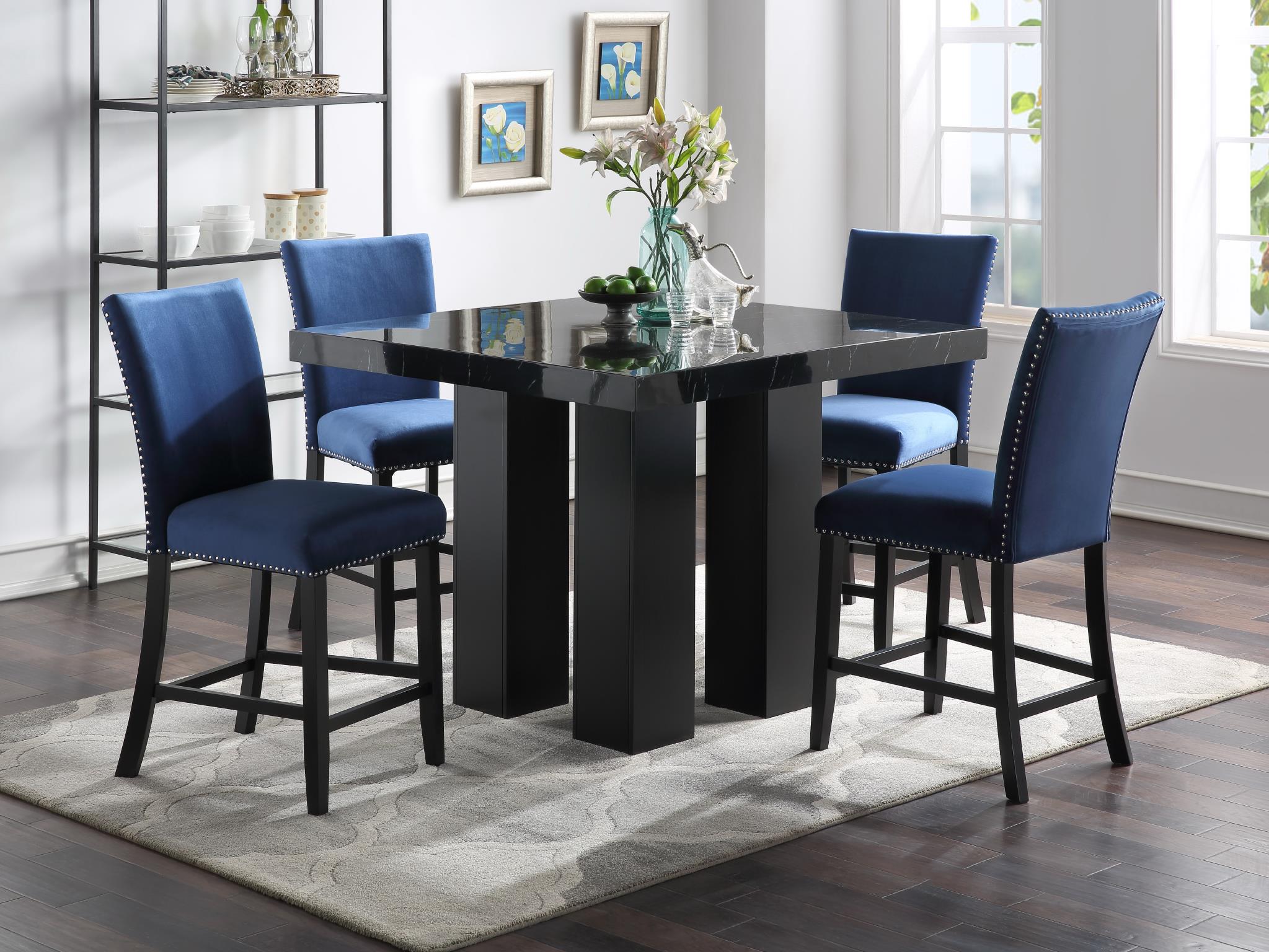 Black Faux Marble Counter Table – D132-T