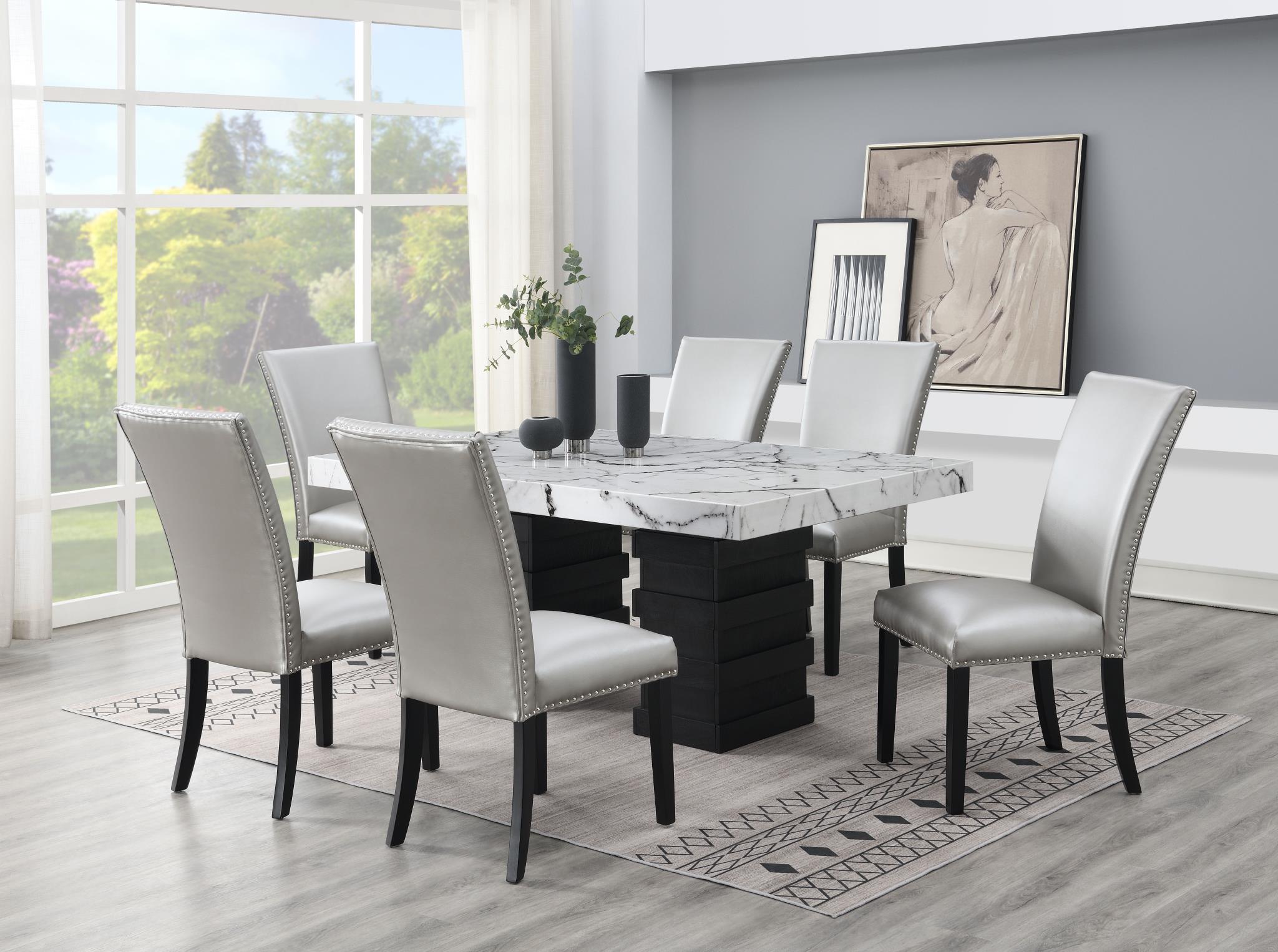 White Faux Marble Dining Table – D139-T