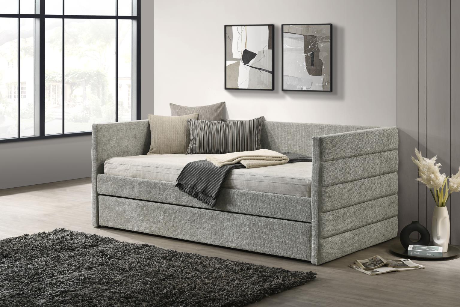Slate Gray Microfiber Daybed with Trundle – DB810