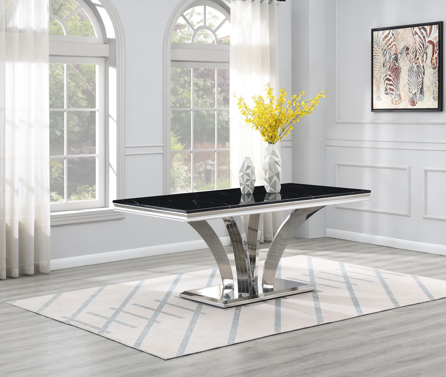 Luxury Black Marble Dining Table – G-083-BLACK