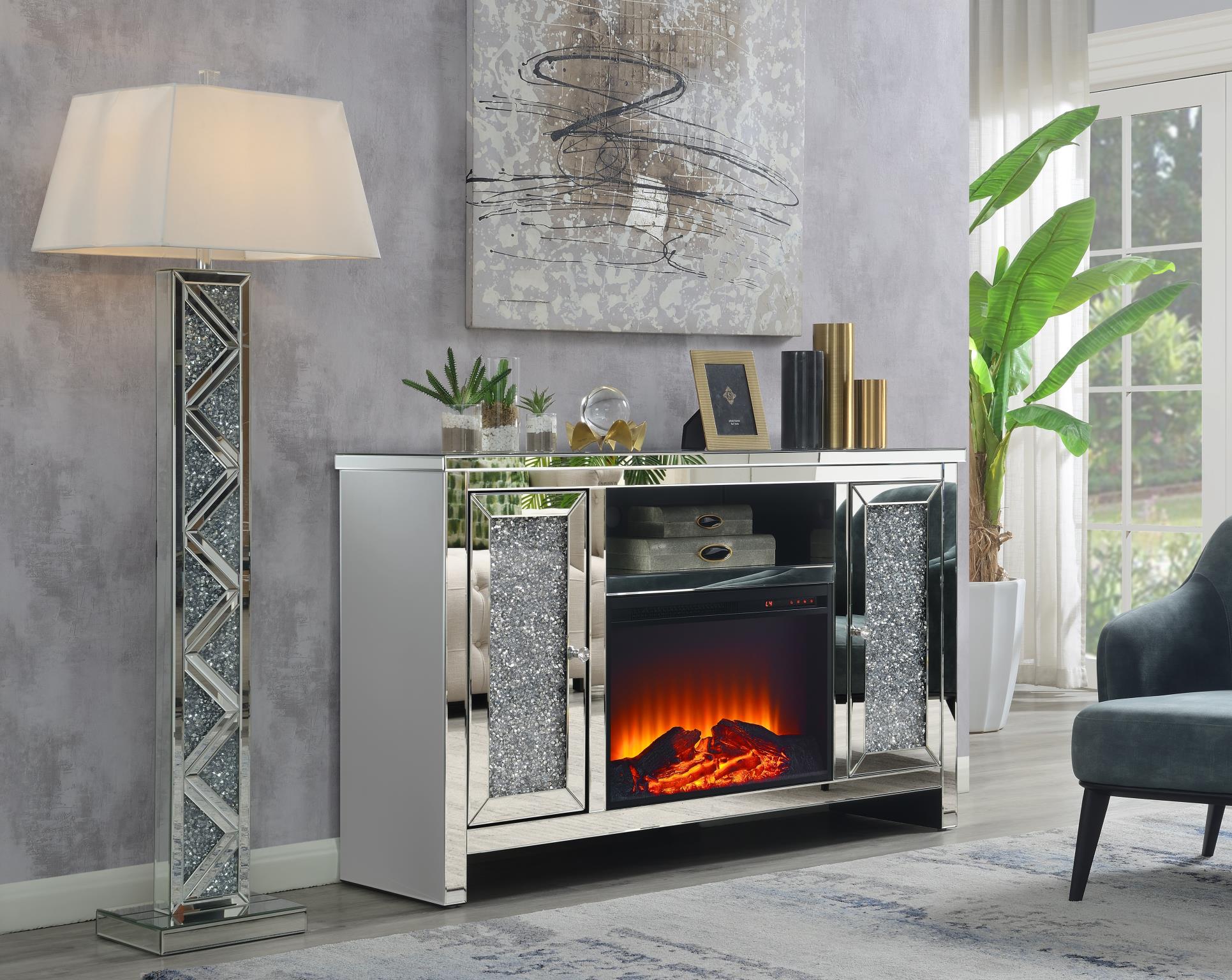 Glamour LED Fireplace with Mirrored Panels – G-248-F