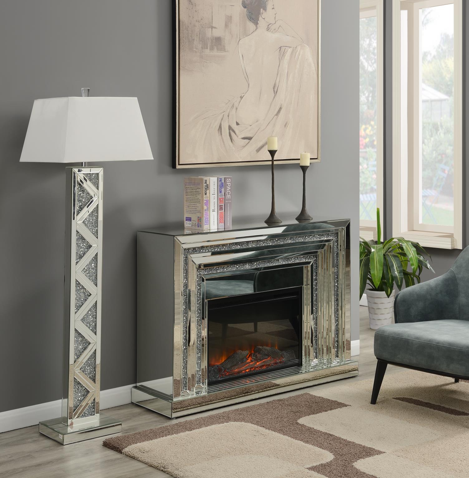 Modern Glamour Fireplace with Crystal Firebox – G-250-F