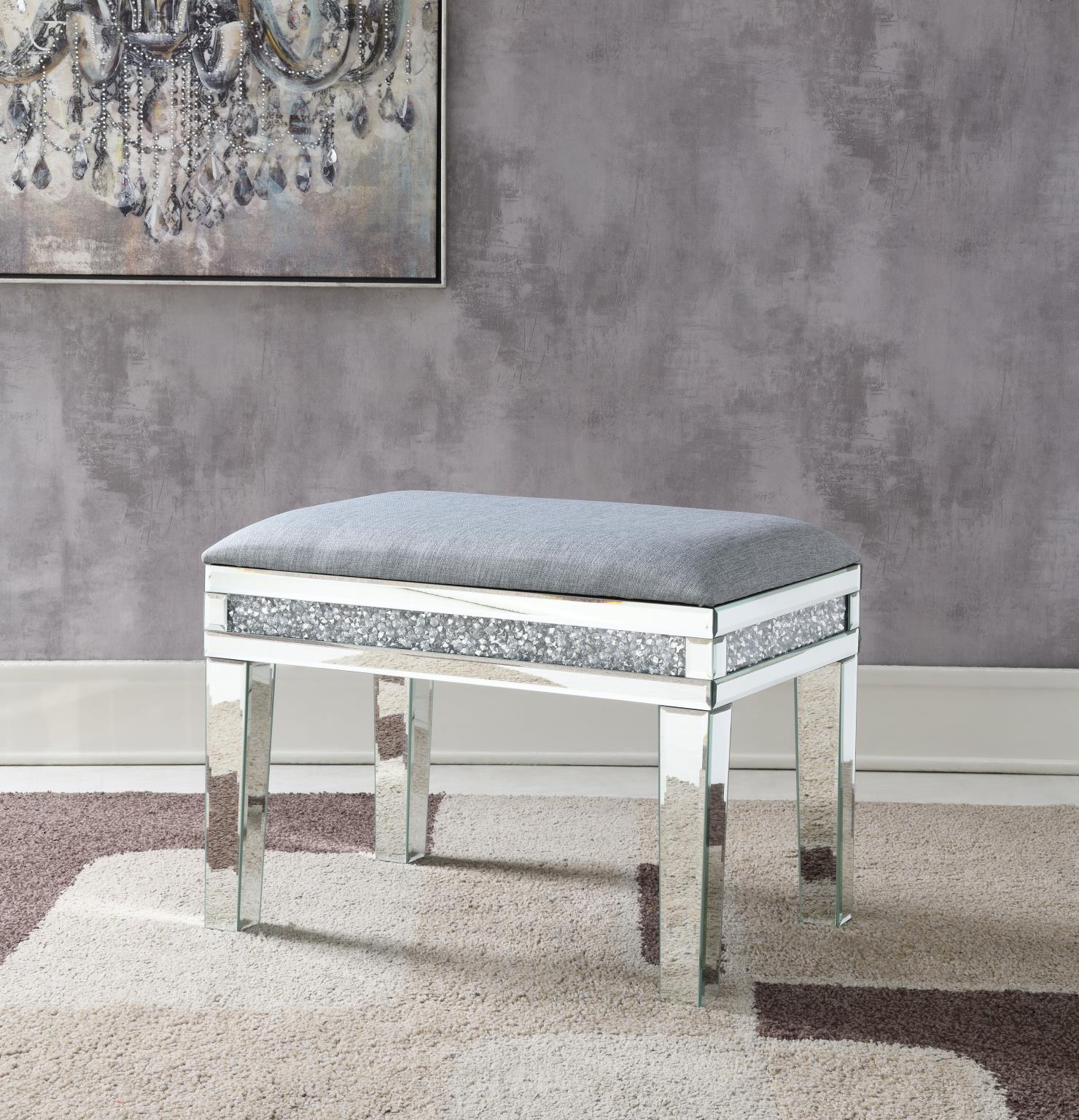 Glamour Vanity Stool with Velvet Upholstery – G-310-VS