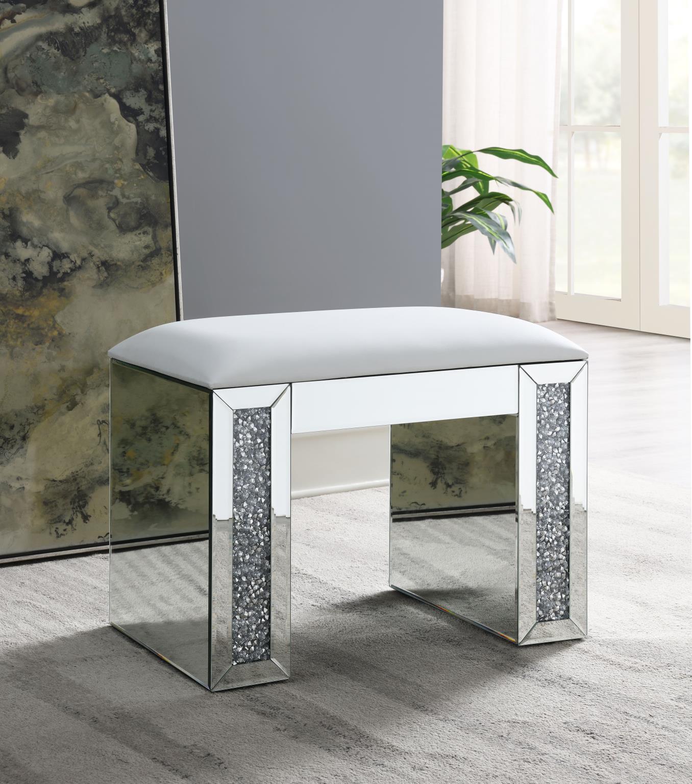 Glamour Vanity Stool with LED Accents – G-320-VS