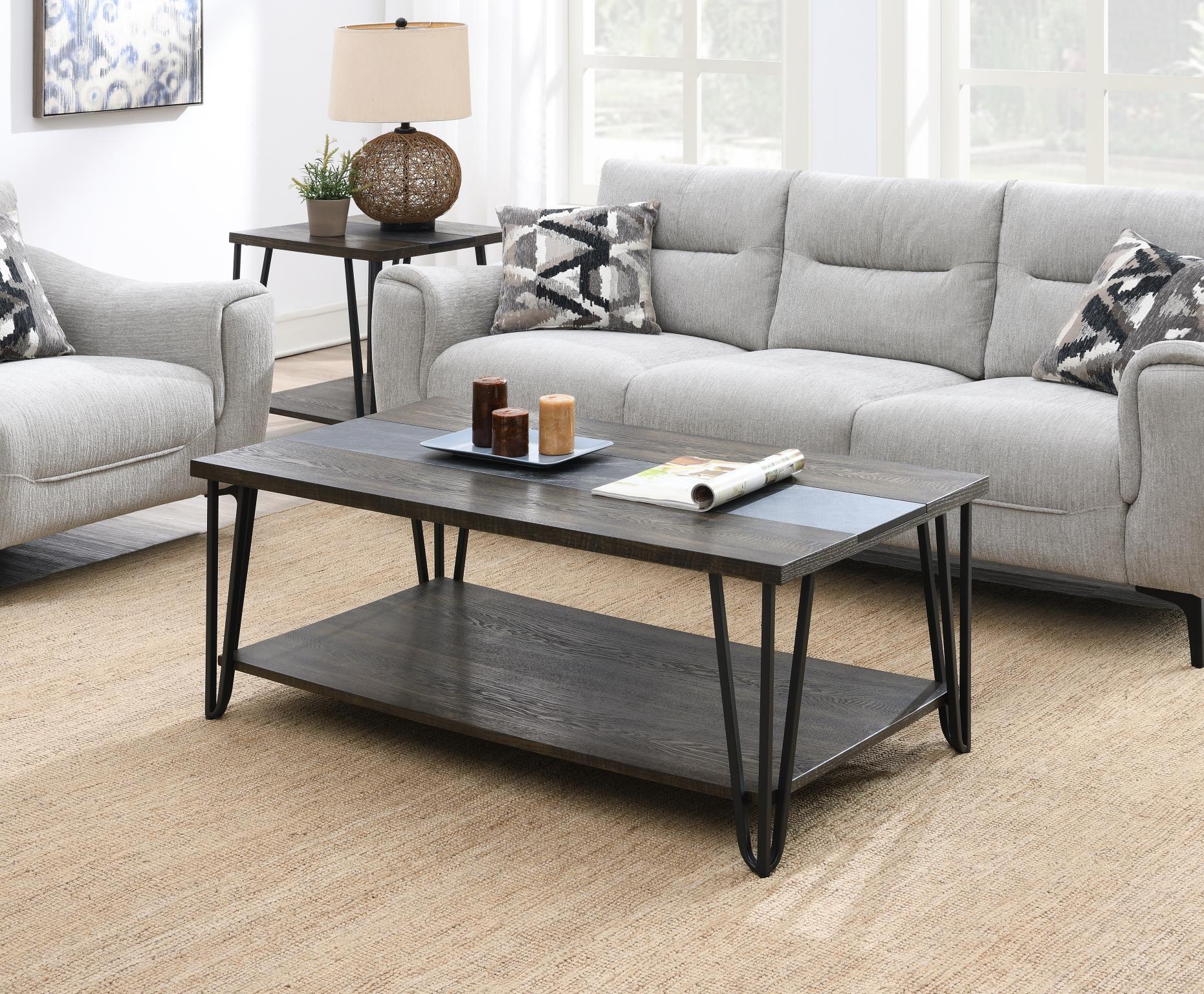 Dark Brown Coffee Table with Powder Coated Legs – T114-C