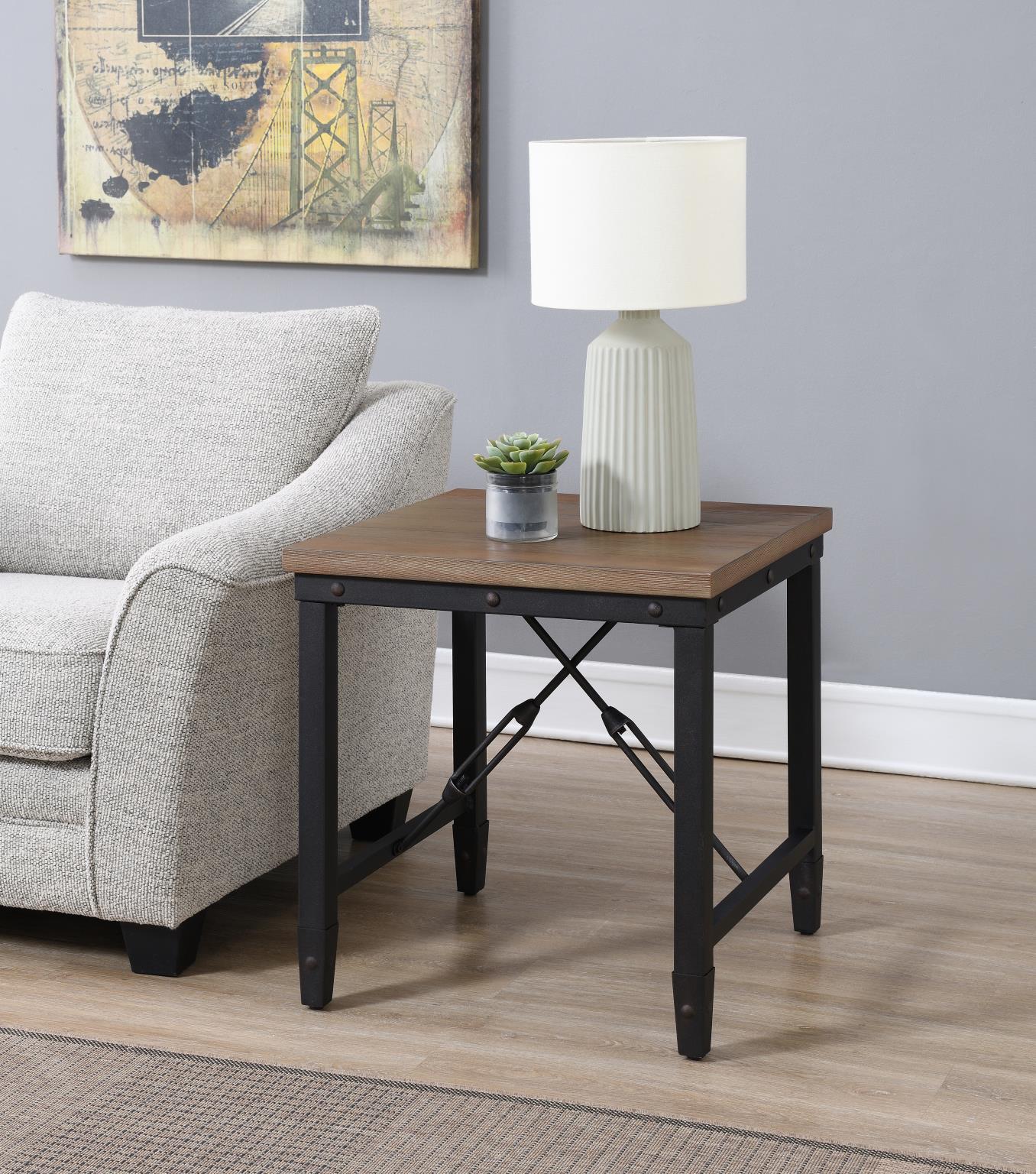 3-Piece Caramel Finish Table Set (1 Coffee Table + 2 End Tables) – T118-3PC