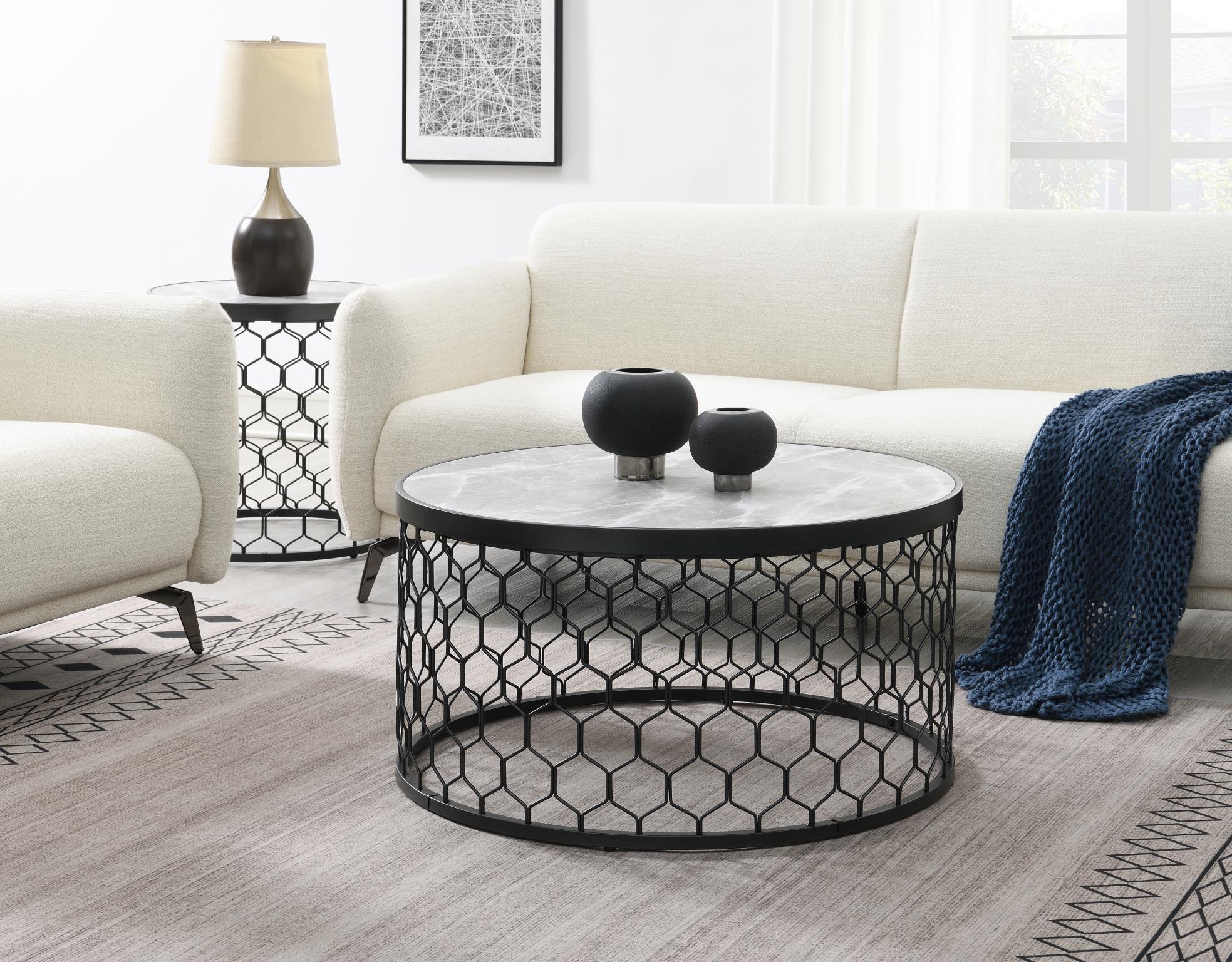 Black & Silver Sparkle Coffee Table & 2 End Tables – T155