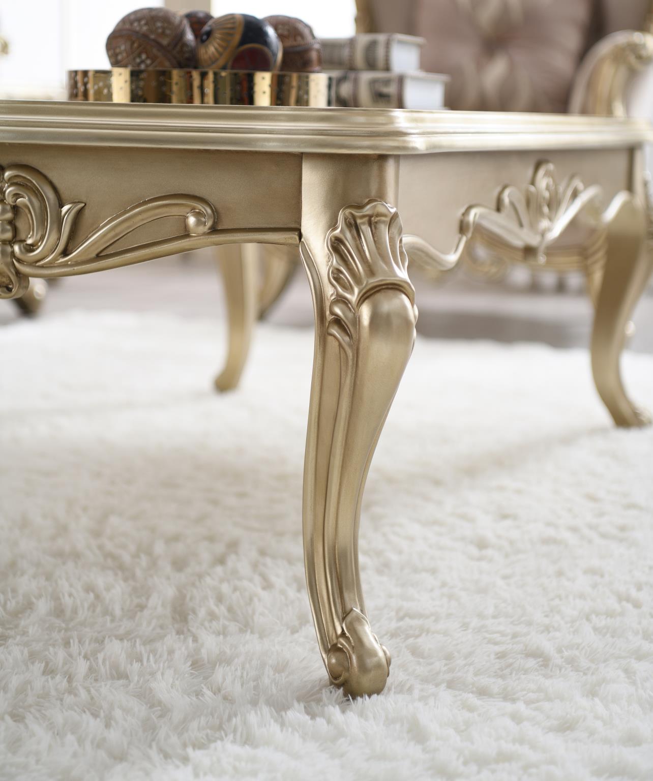 Traditional Champagne Gold Coffee Table & 2 End Tables (3-Piece Set) – T199-3PC