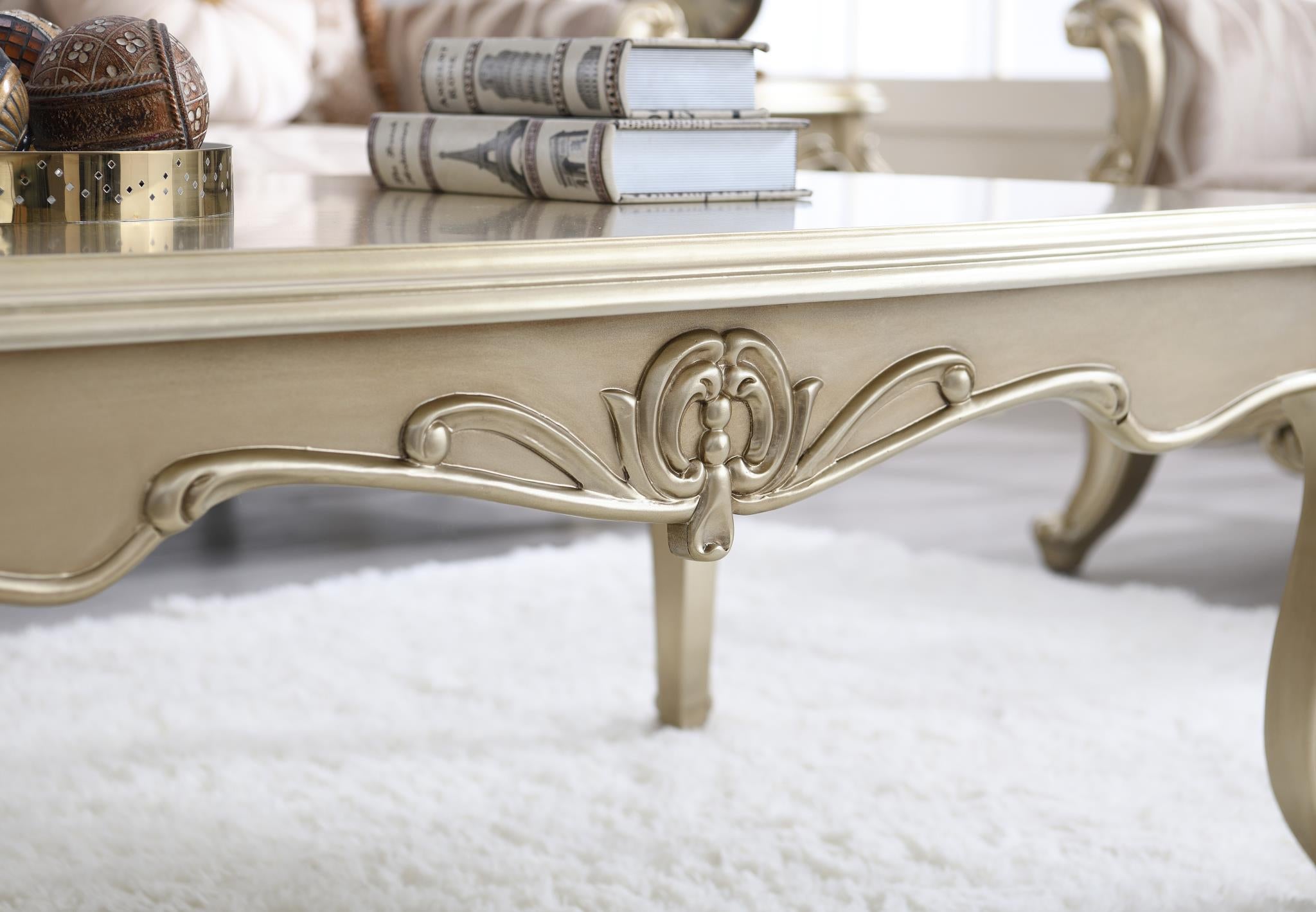 Traditional Champagne Gold Coffee Table – T199-C