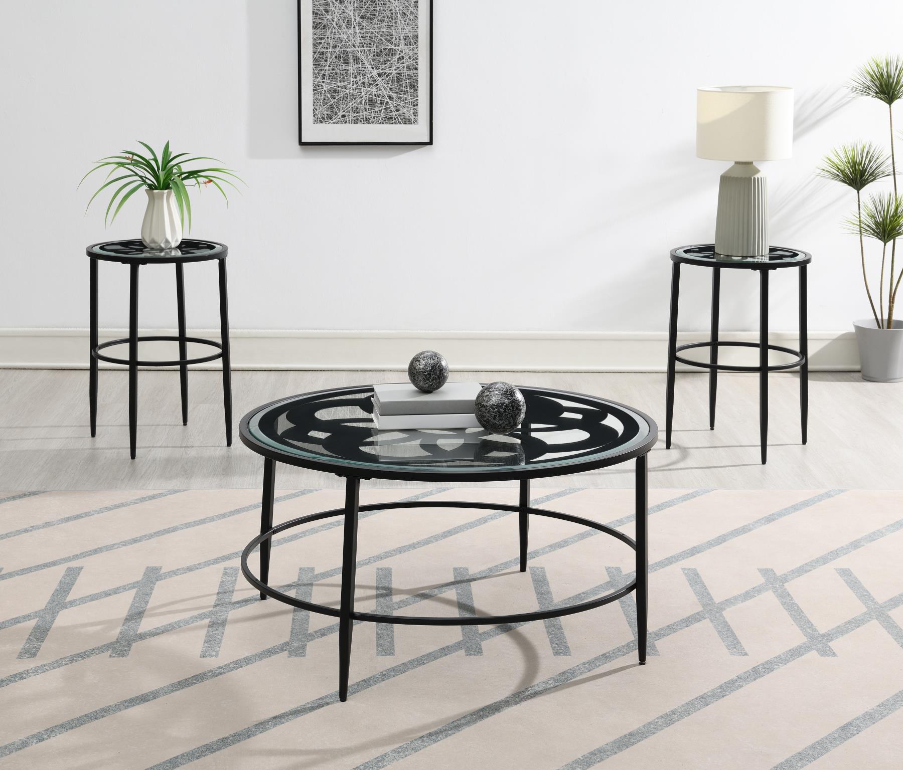 Black Coffee Table & 2 End Tables – T273
