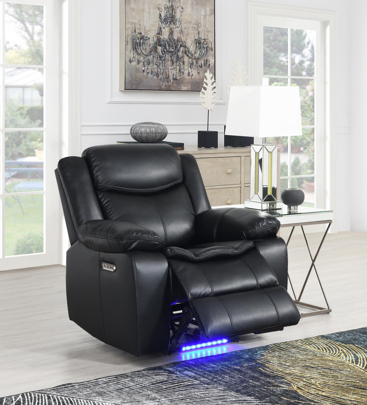 Black Power Reclining Chair w/LED – U100-R