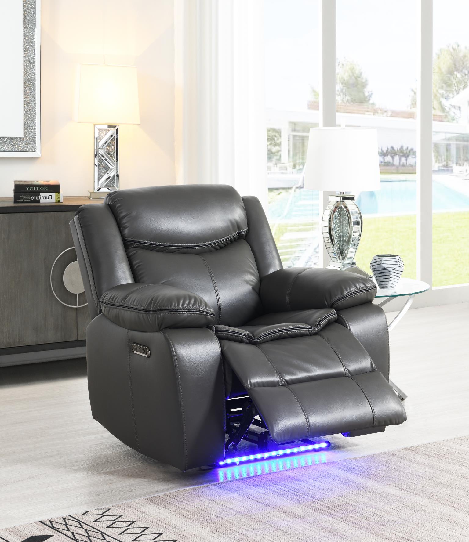 Gray Power Reclining Chair w/LED – U101-R