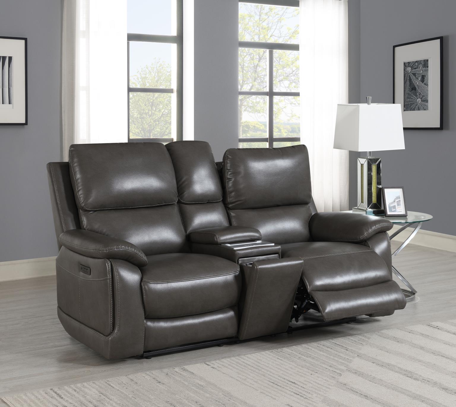 Gray Reclining Loveseat (Gel Leather) – U108-L