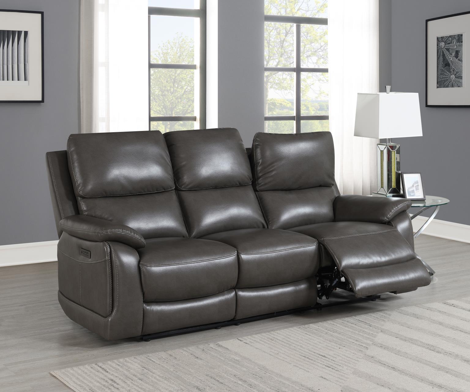 Gray Reclining Sofa (Gel Leather) – U108-S
