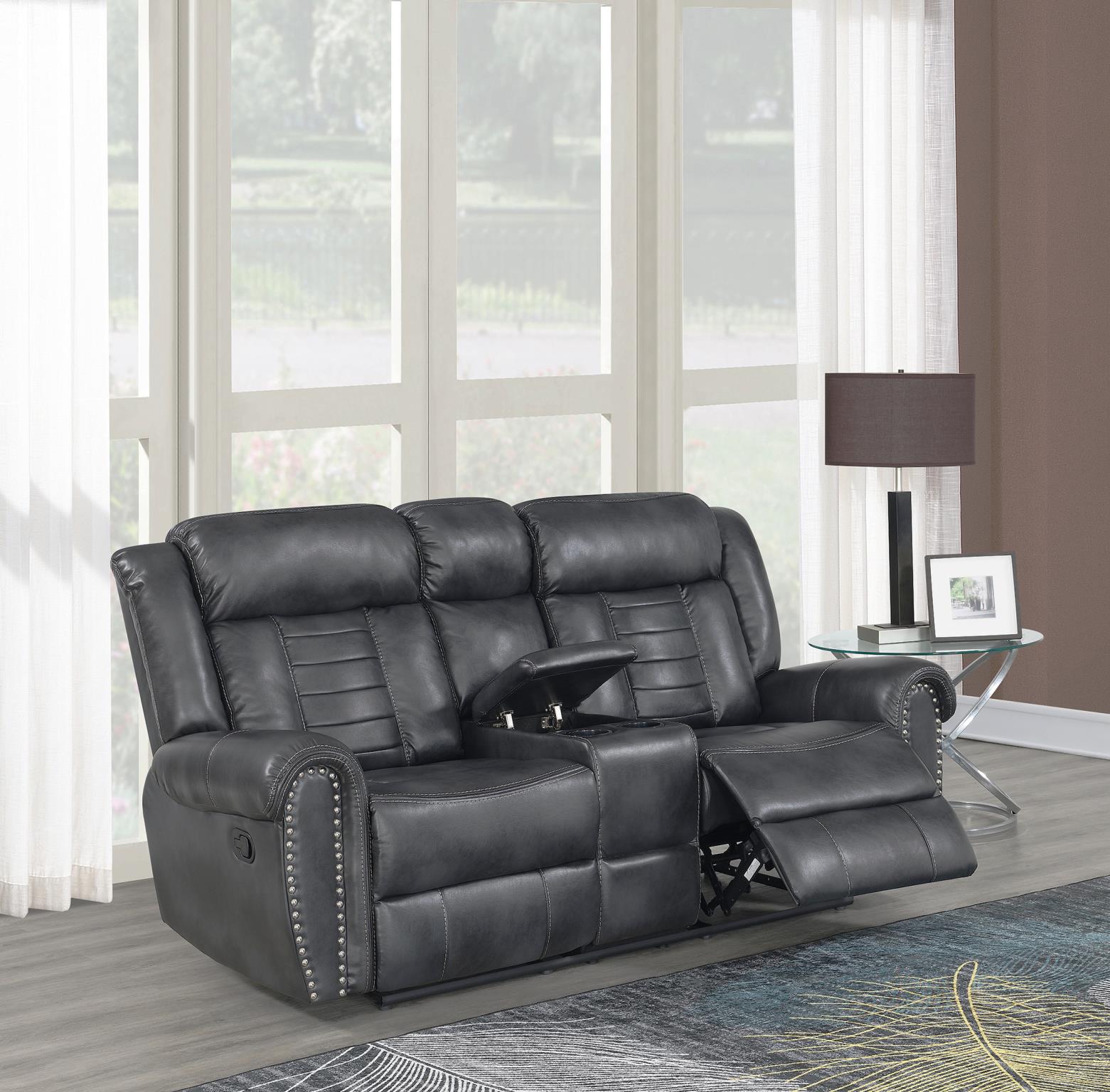 Gray PU Match Motion Loveseat – U110-L