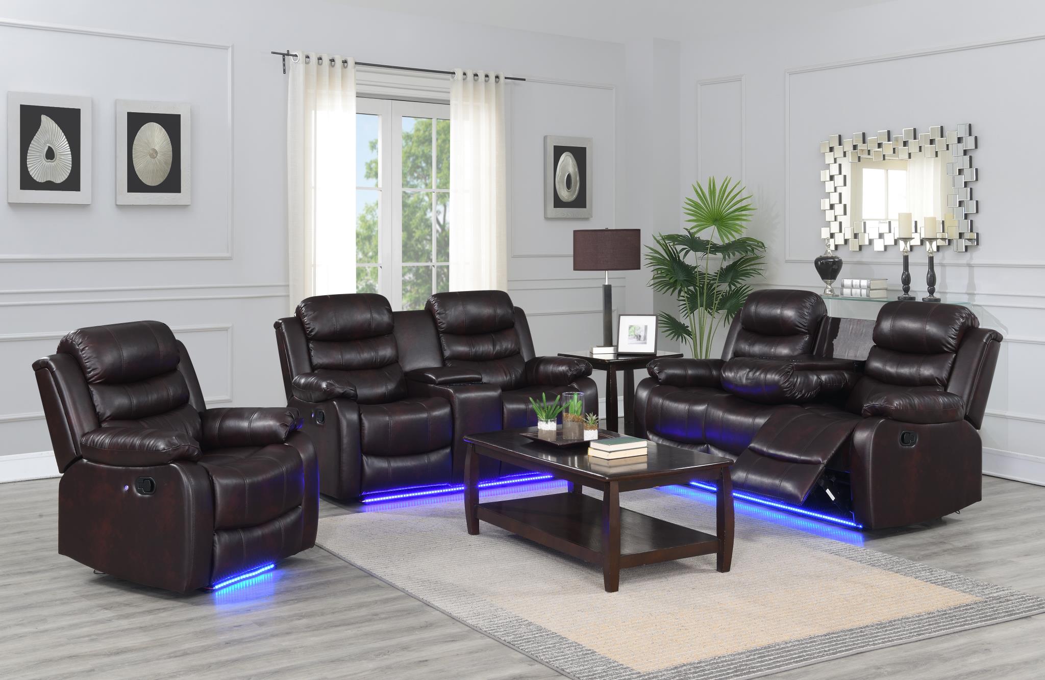 Brown Motion LED Loveseat – U155-L