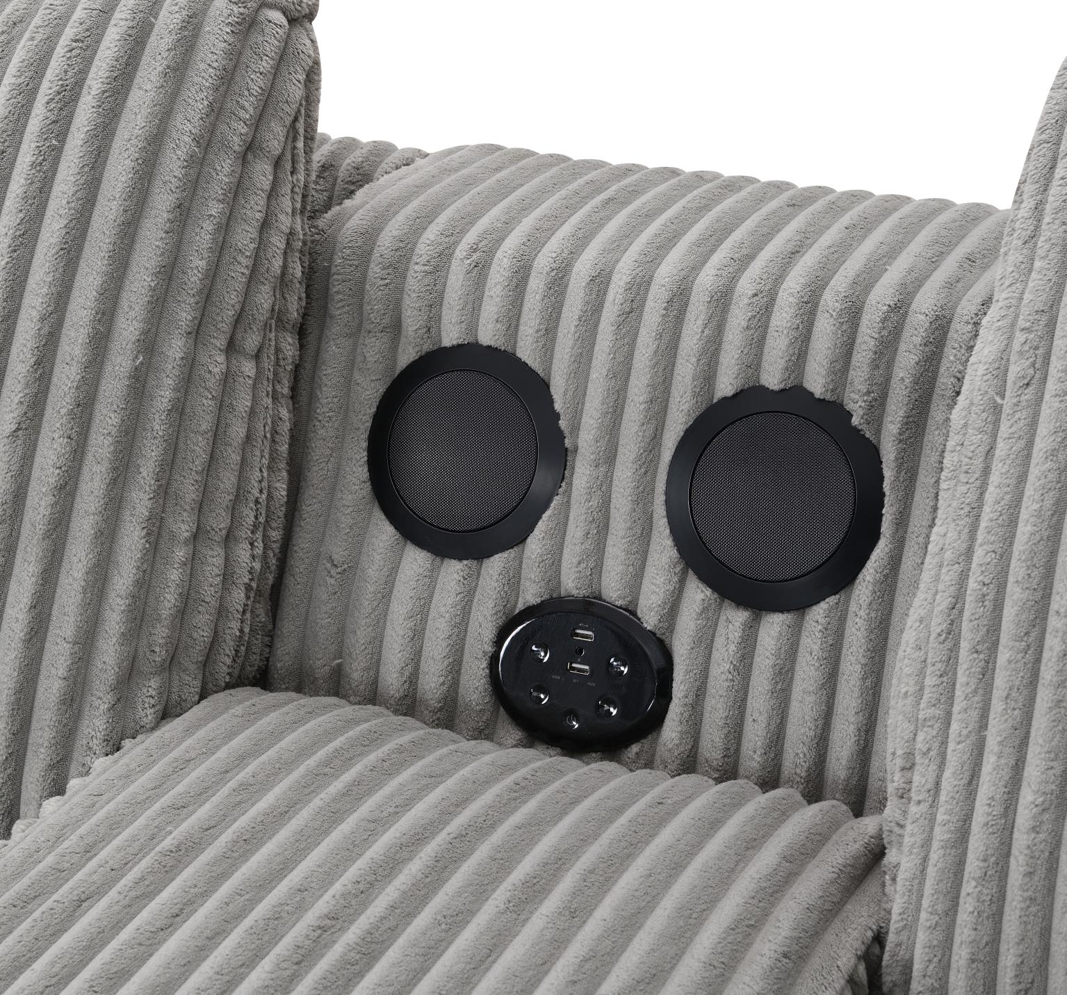 Gray Corduroy Convertible Sectional – U243-6PC-CHAISE