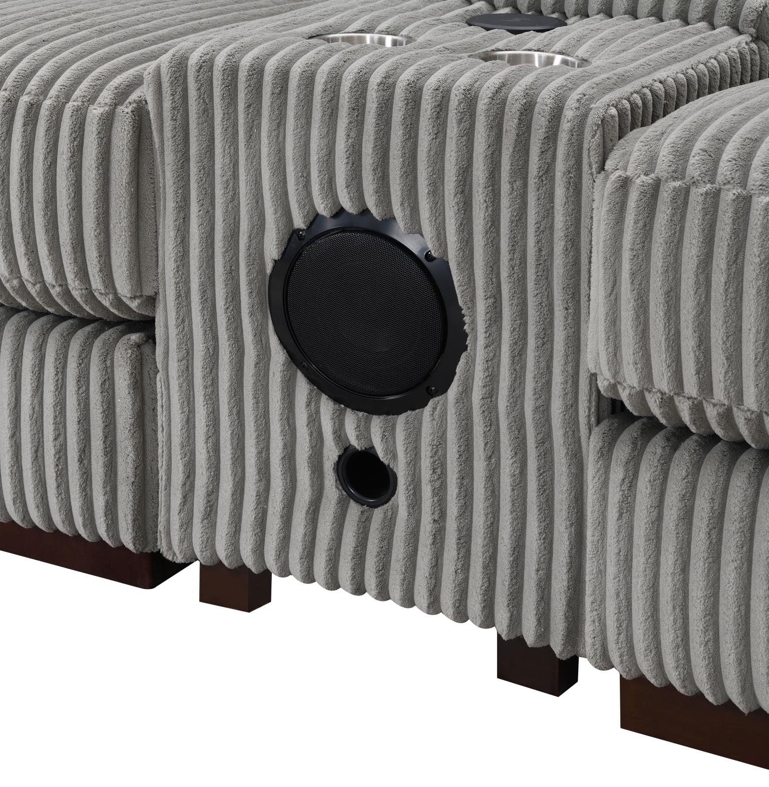 Gray Corduroy Convertible Sectional – U243-6PC-CHAISE