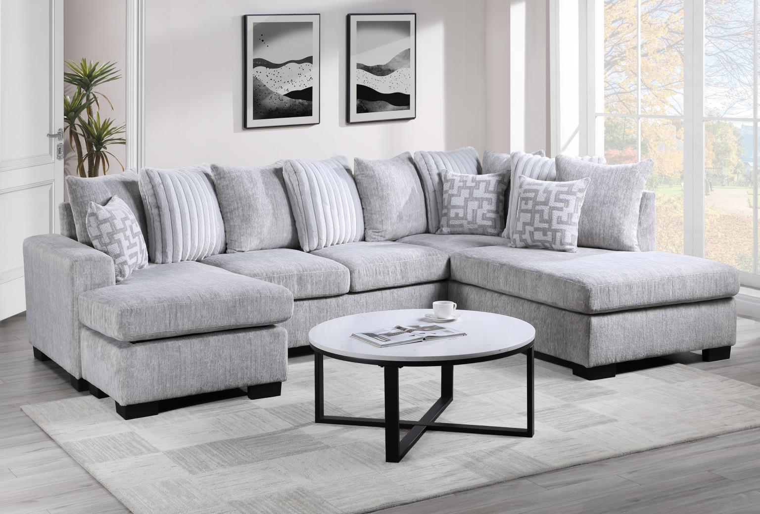 Oyster Chenille 3-Piece Sectional – U265
