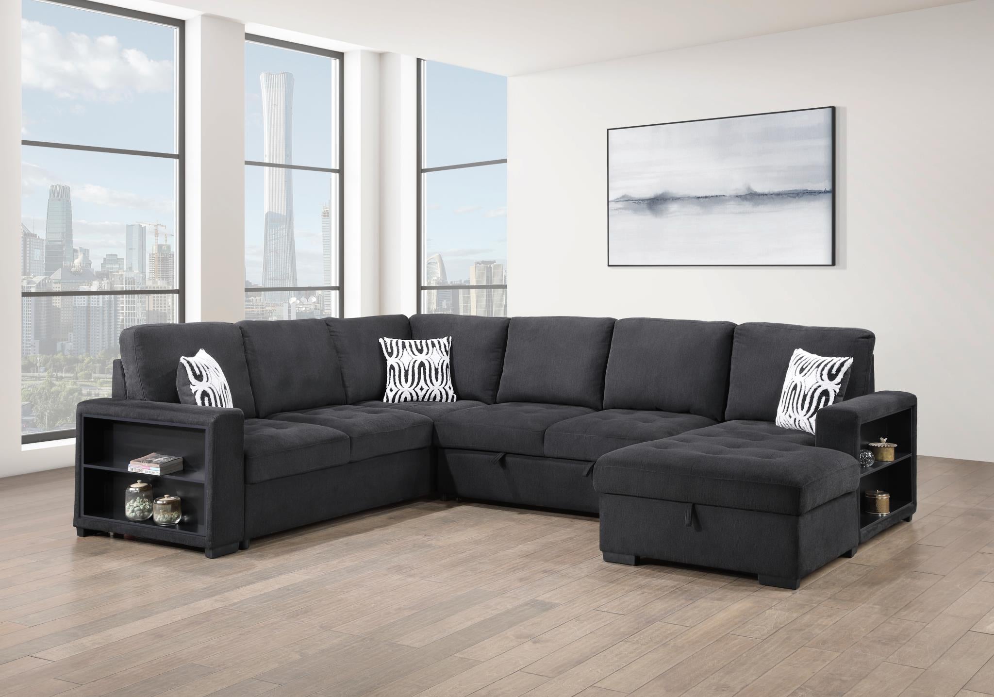BLACK STORAGE OTTOMAN - U274-O