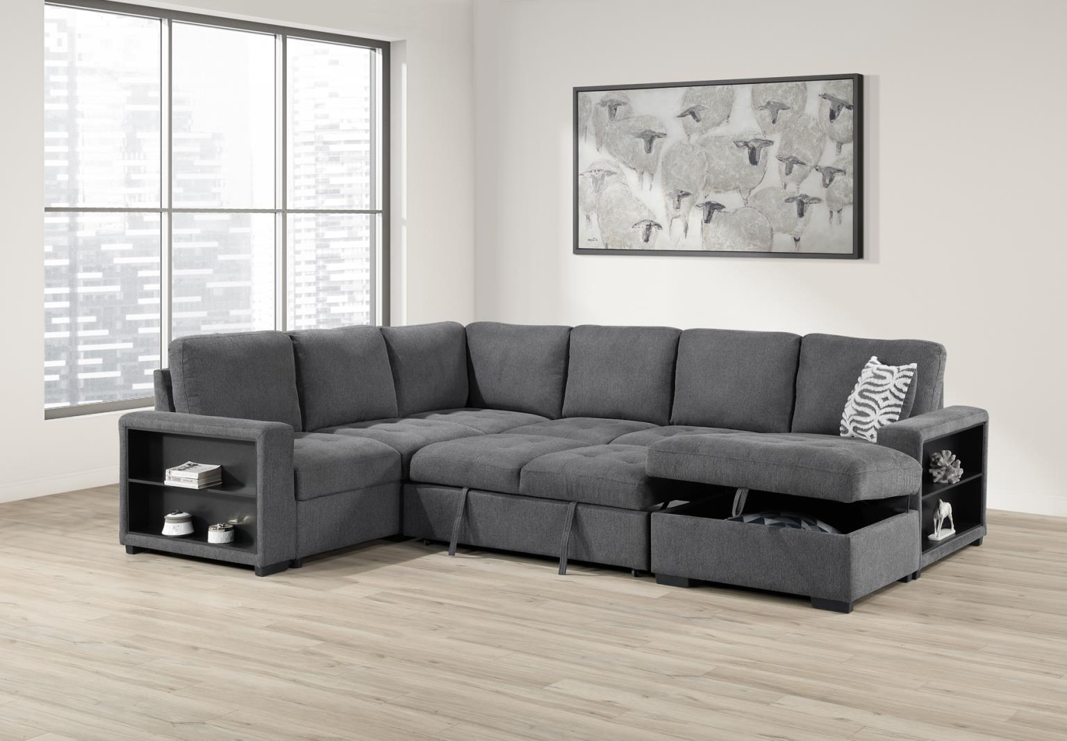 Gray 3PC Sectional with USB (Type A+C) – U275