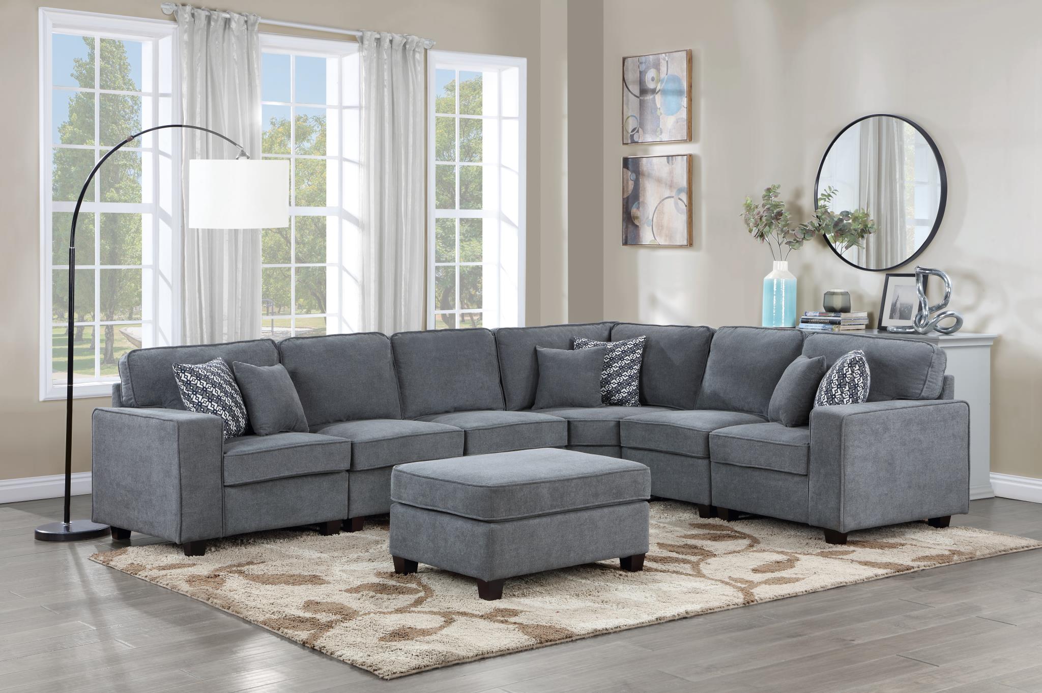GRAY FABRIC WEDGE WITH 2 PILLOWS - U279-W