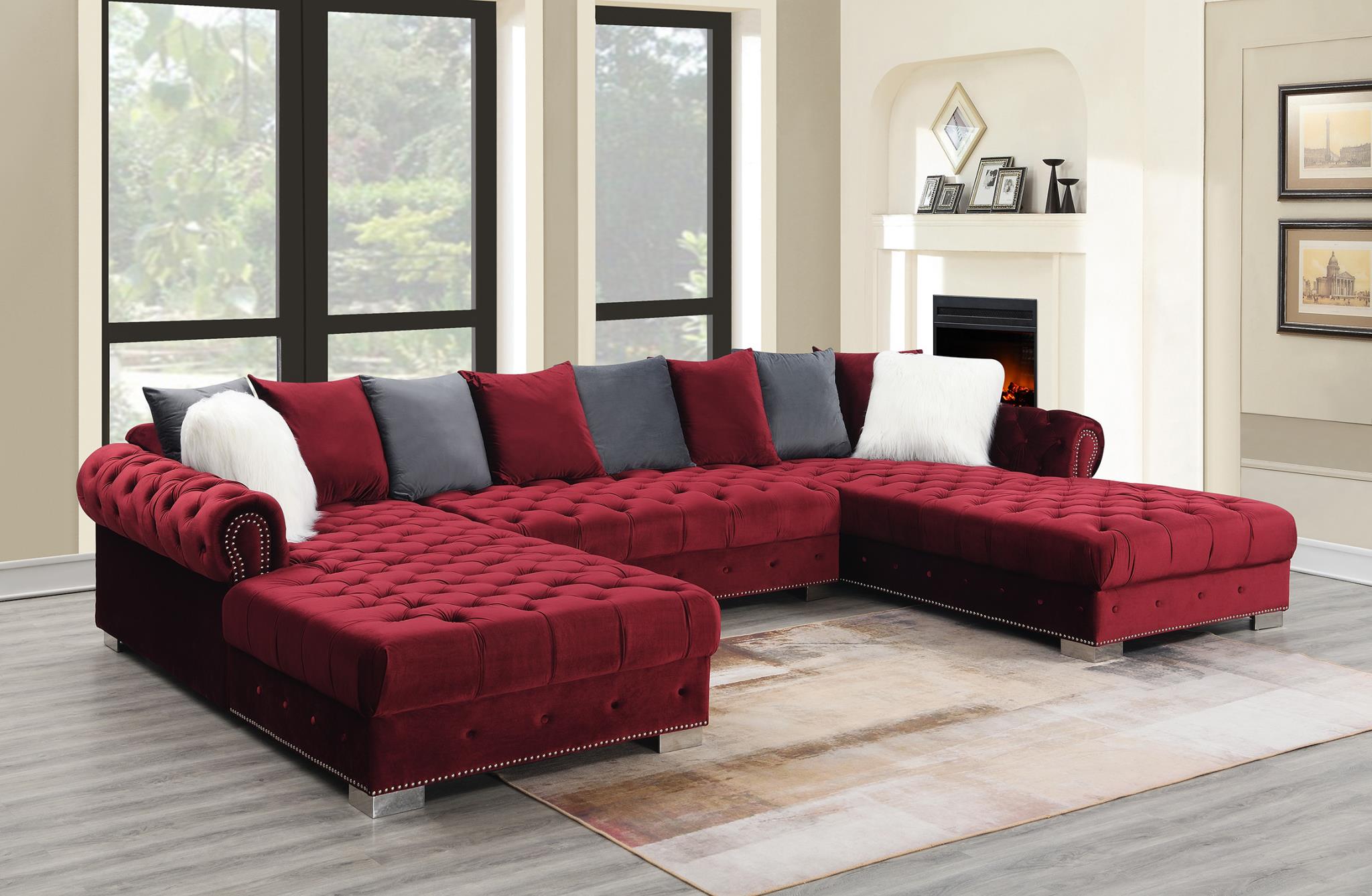 Burgundy Double Chaise Sectional – U280-BRG