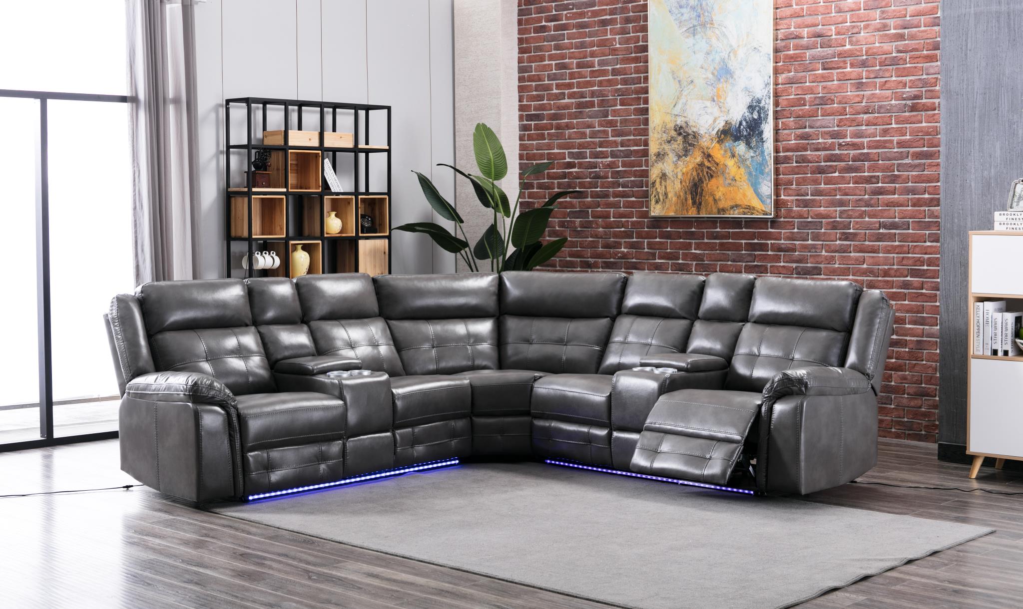 Gray 3 PC Power Reclining Sectional – U32-GR