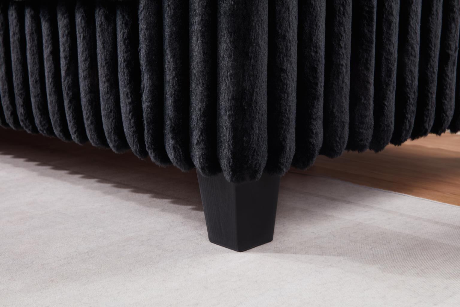 Black Corduroy 2PC Sectional – U320