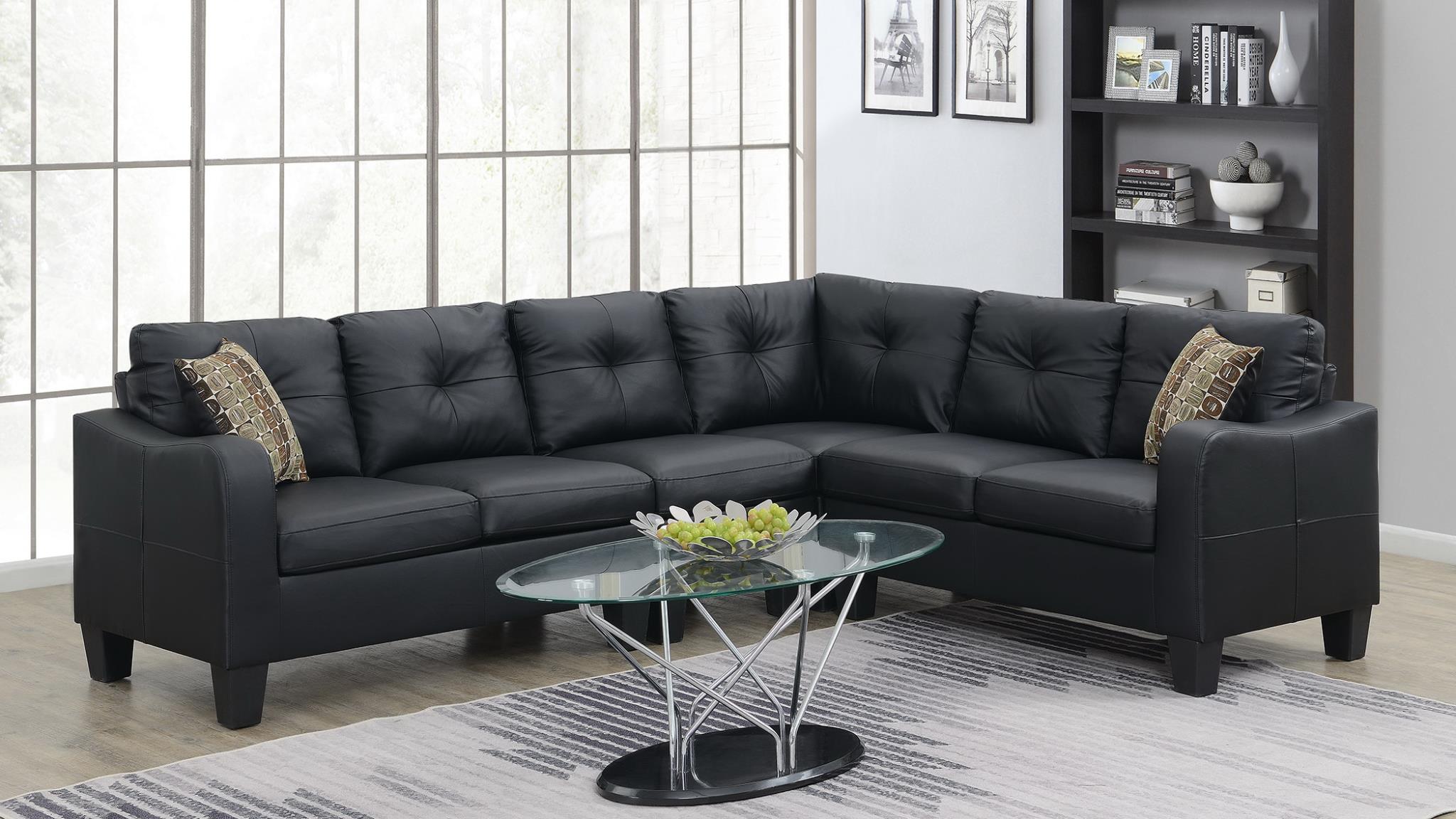 Black Leather 4PC Sectional – U334