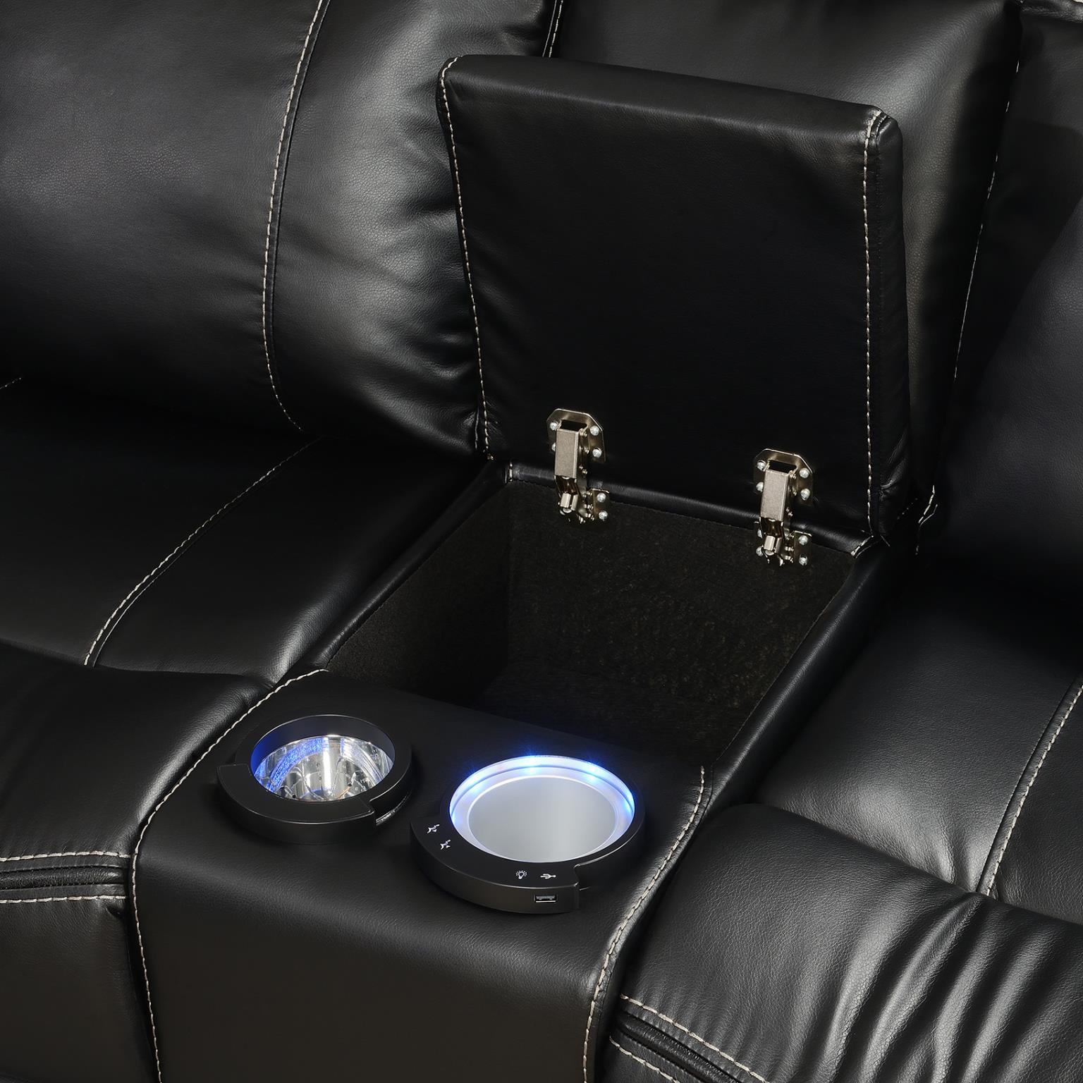 Black Gel Leather Power Reclining Sectional – U35-BK